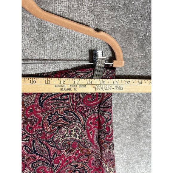 Vintage American Collection Red‎ Paisley Button Front Maxi Skirt Womens Size 14 - Picture 6 of 7